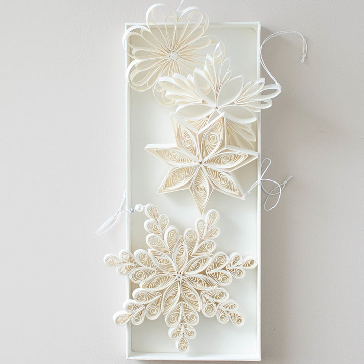 Nordic Rooms - Quilling Star Trio Paper Ornament in Off White