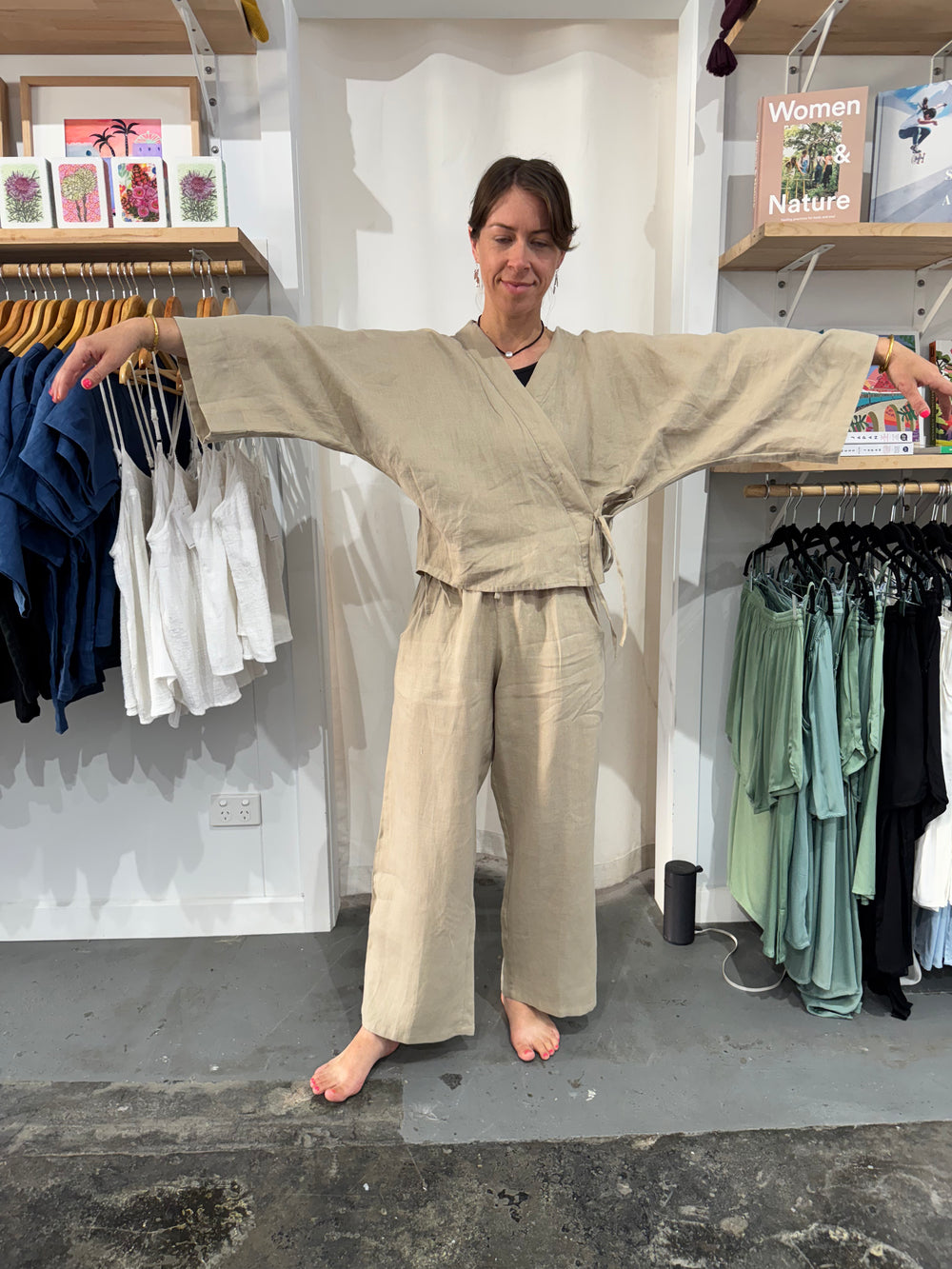 linen sets in latte linen at jade and may