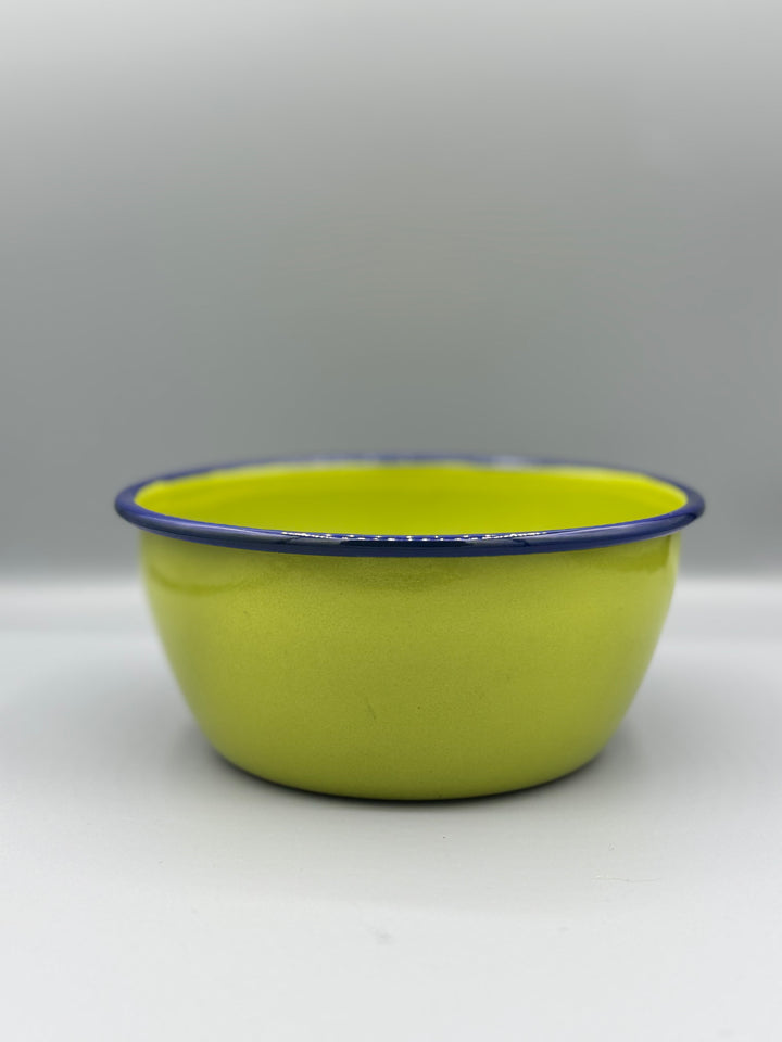 Enamel Bowl with Colourful Rim