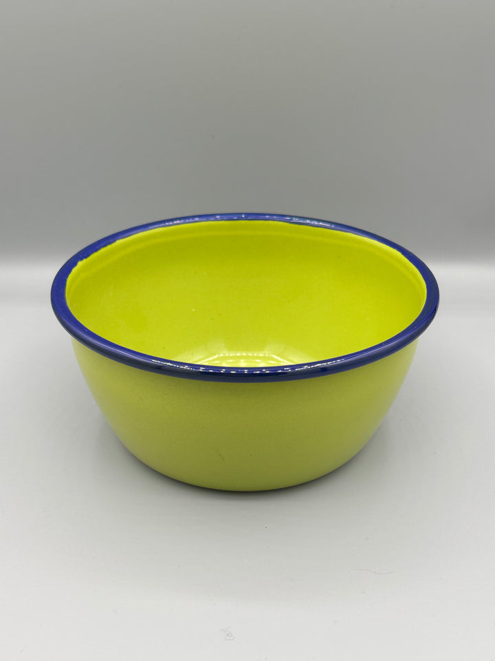 Enamel Bowl with Colourful Rim