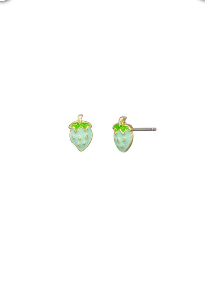 berry studs - green strawberry by tiger tree - earrings for everday