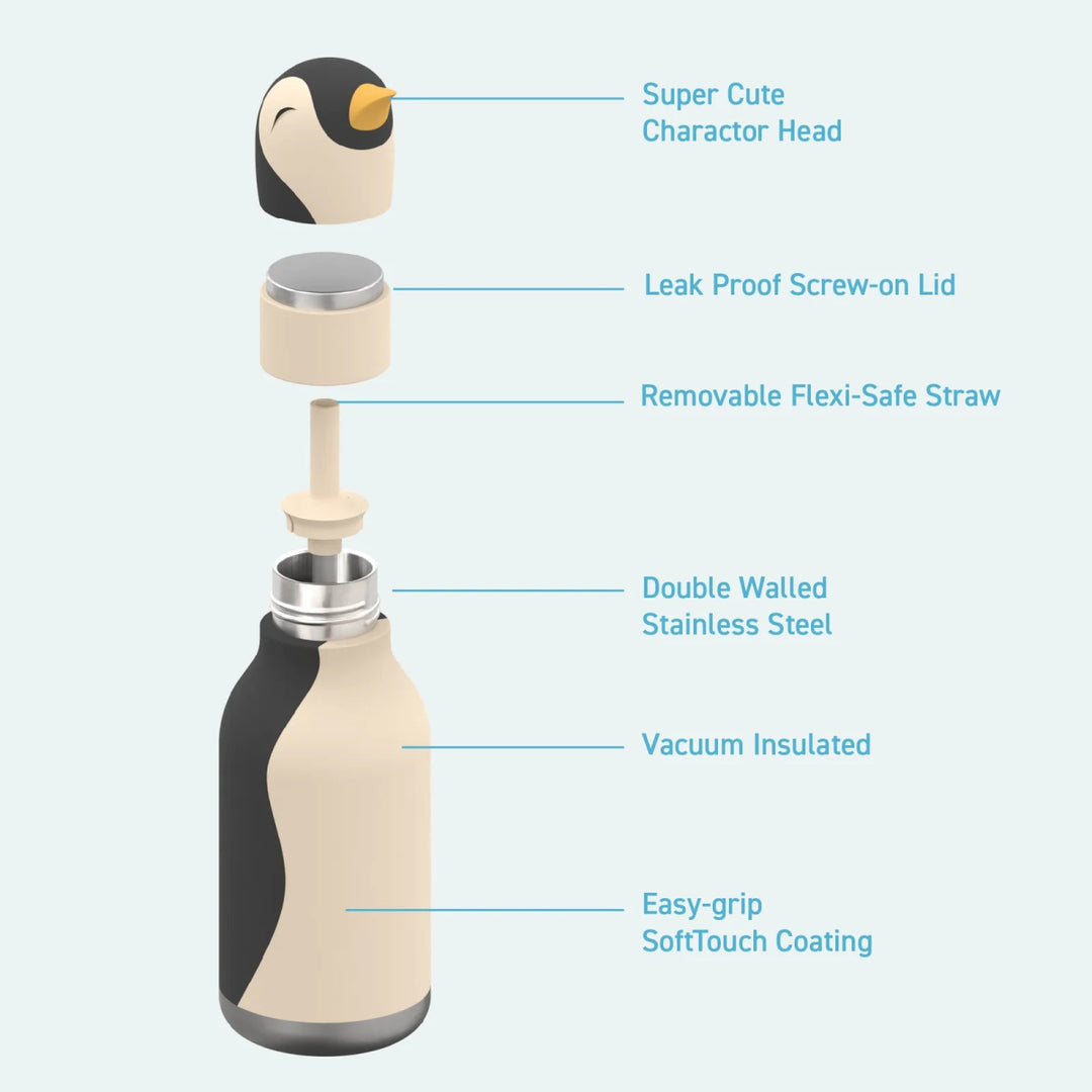Asobu Bestie Bottle - Penguin Drink Bottle for Kids - Baby & Kids