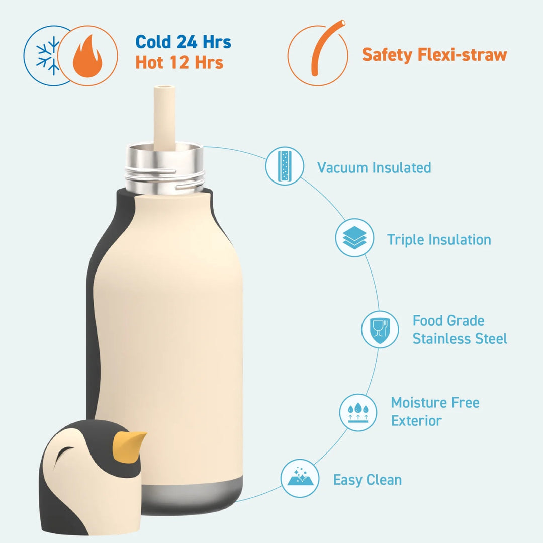 Asobu Bestie Bottle - Penguin Drink Bottle for Kids - Baby & Kids