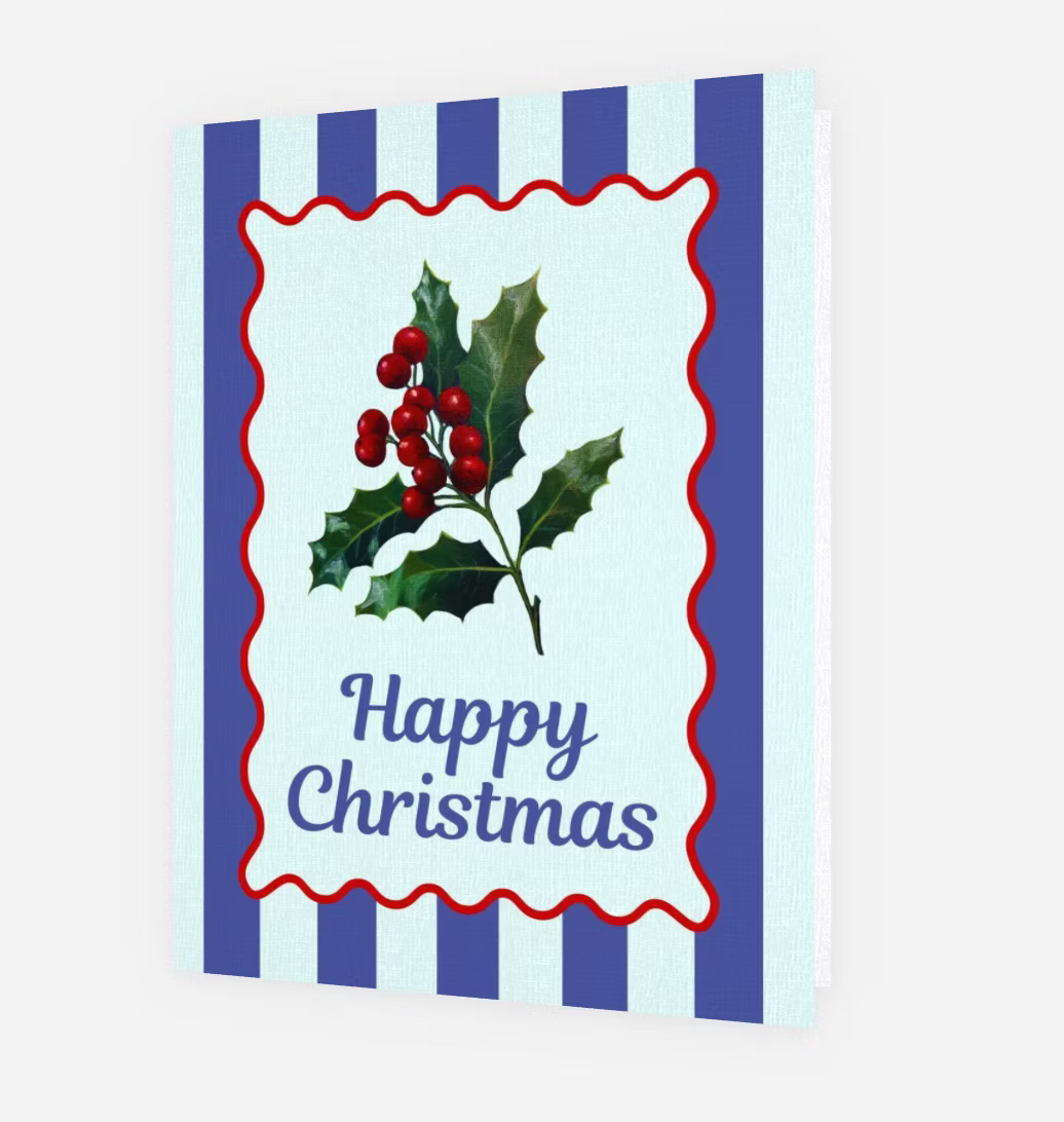 Christmas Card - Retro Holly