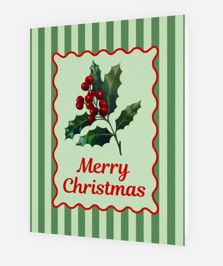 Christmas Card - Retro Holly