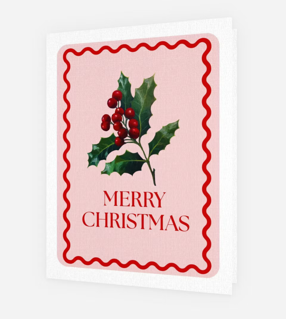Christmas Card - Retro Holly