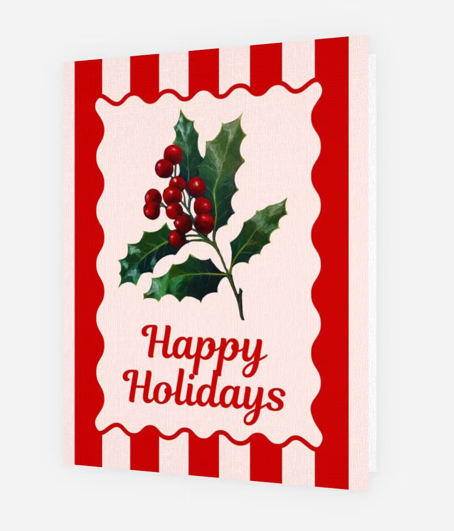 Christmas Card - Retro Holly