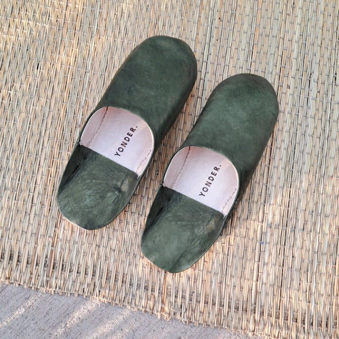 Babouche Moroccan Slippers - Olive - Slippers