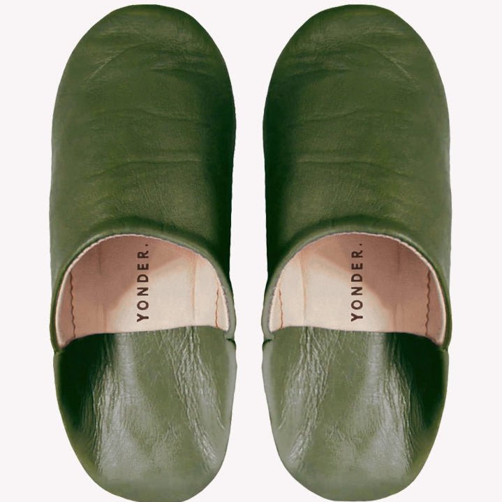 Babouche Moroccan Slippers - Olive - Slippers