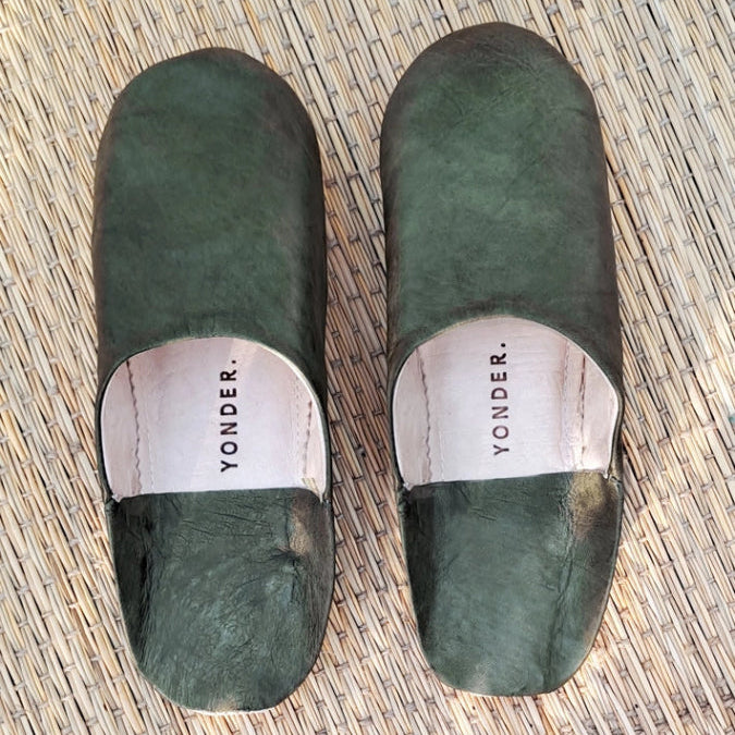 Babouche Moroccan Slippers - Olive - Slippers