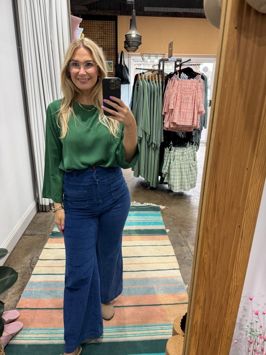 Bamboo Long Sleeve Top in Hunter Green - Separates