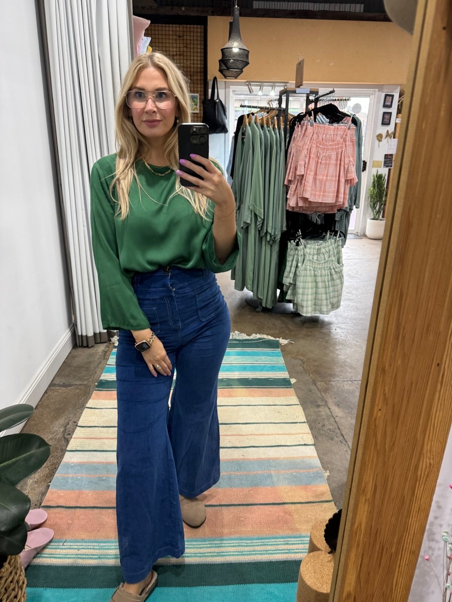 Bamboo Long Sleeve Top in Hunter Green - Separates