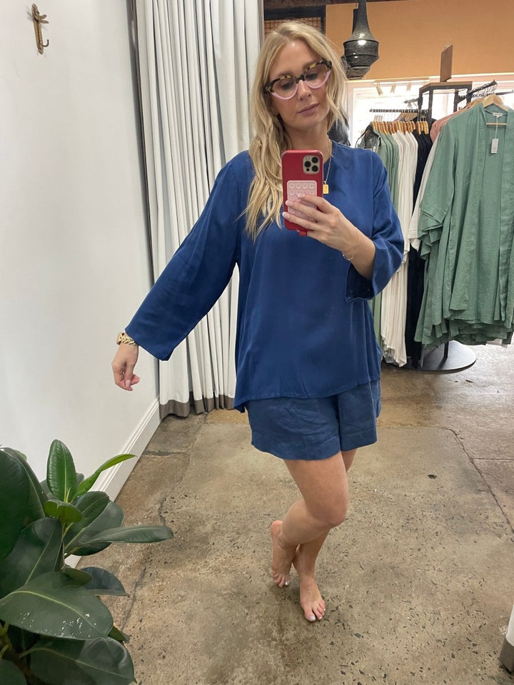 Bamboo Long Sleeve Top in Navy - Separates