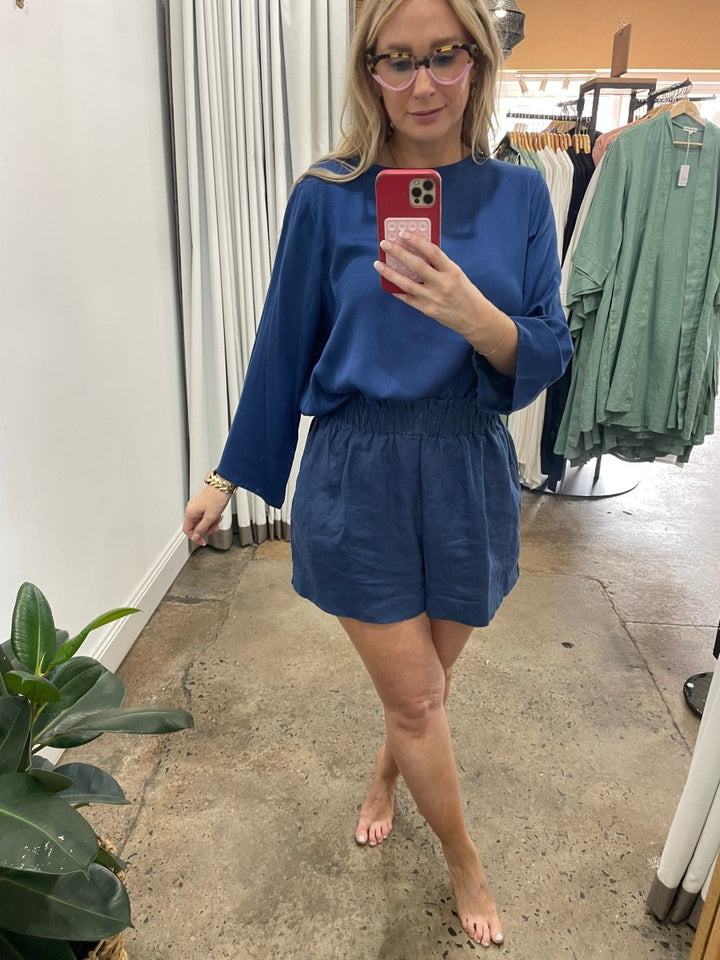 Bamboo Long Sleeve Top in Navy - Separates