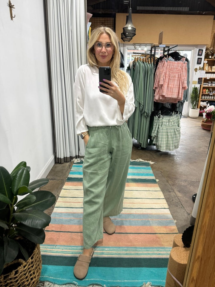 Bamboo Long Sleeve Top in White - Separates