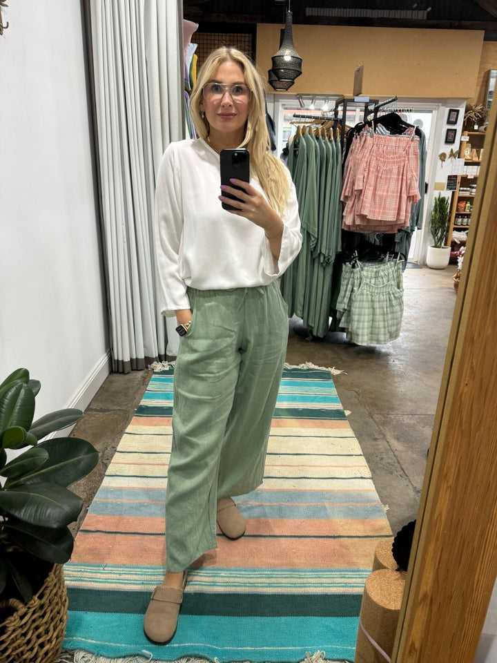 Bamboo Long Sleeve Top in White - Separates