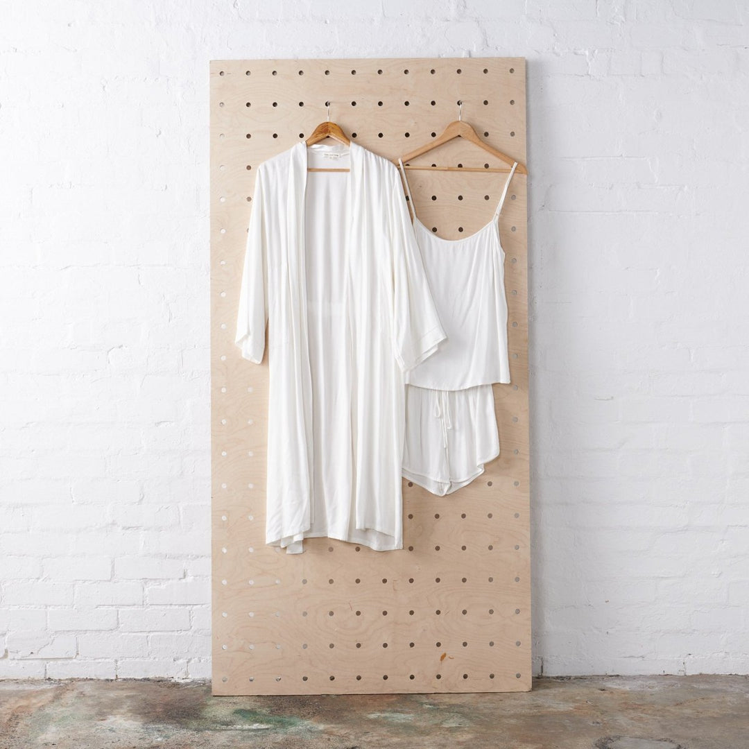Bamboo Pyjama & Bathrobe Bundle in White - Cami & Short Set - Bundles