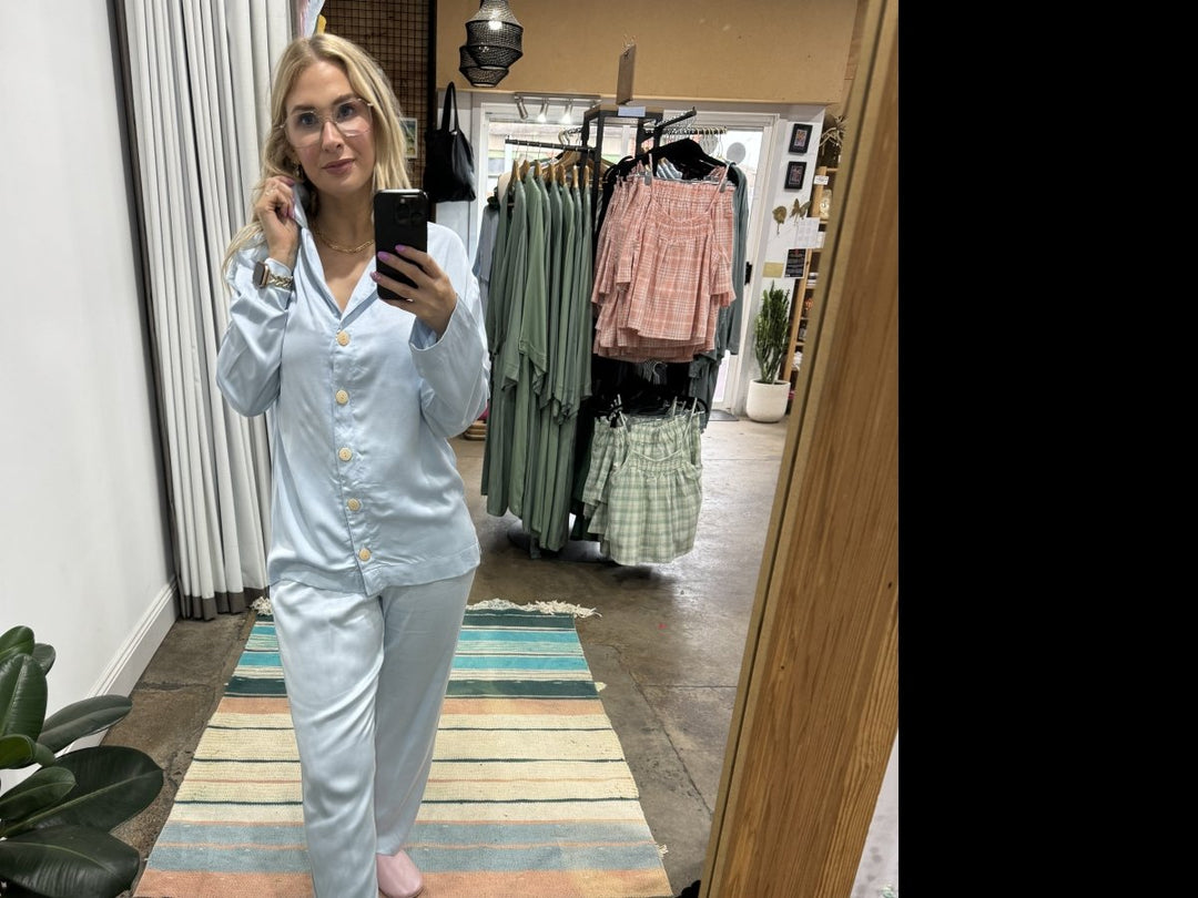 Bamboo Pyjama - Classic Set in Baby Blue - Pyjamas