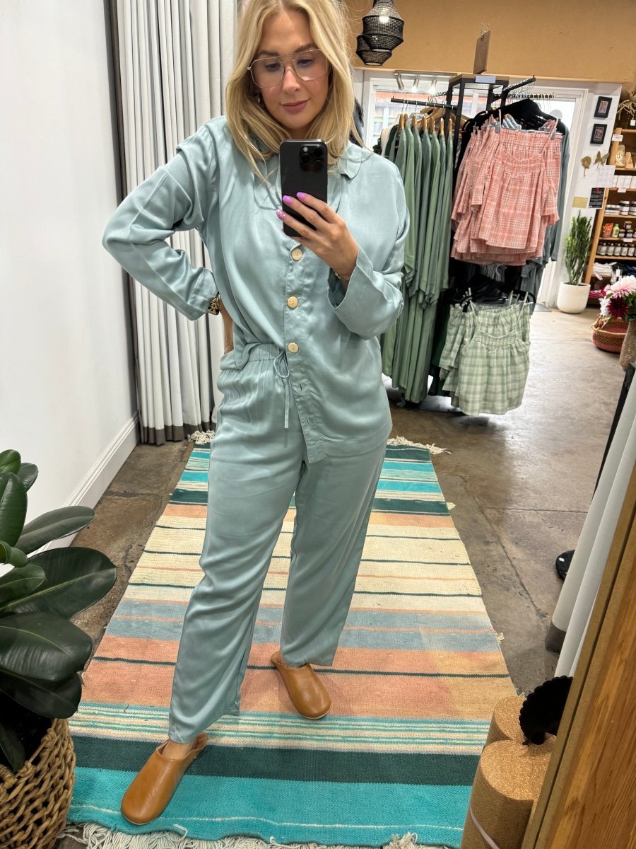 Bamboo Pyjama - Classic Set in Eucalyptus - Pyjamas