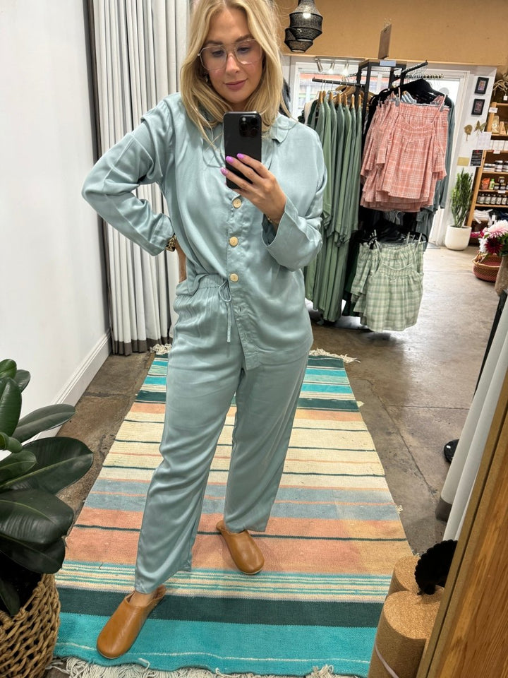 Bamboo Pyjama - Classic Set in Eucalyptus - Pyjamas