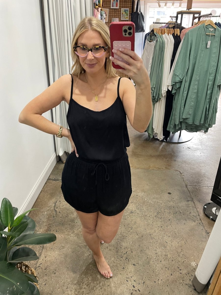 Bamboo Pyjama Set - Cami and Shorts in Black - Pyjamas