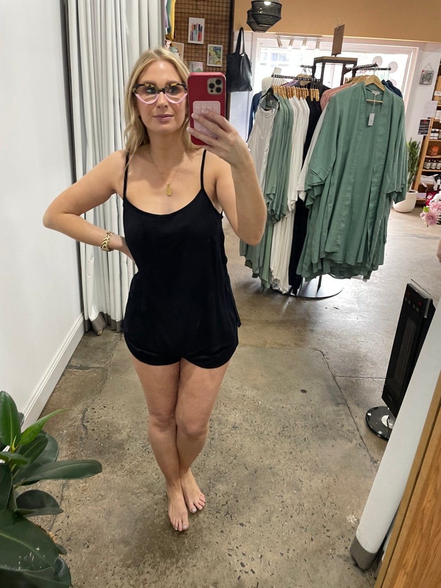 Bamboo Pyjama Set - Cami and Shorts in Black - Pyjamas