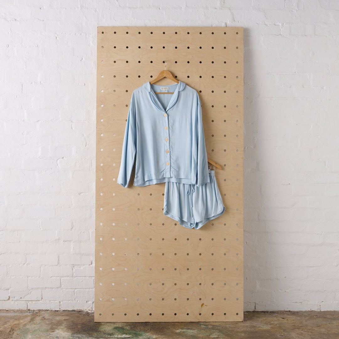 Bamboo Pyjama Shirt & Short Set - Baby Blue - Pyjamas