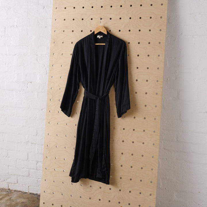 Bamboo Robe in Black - Long Length - Bathrobe