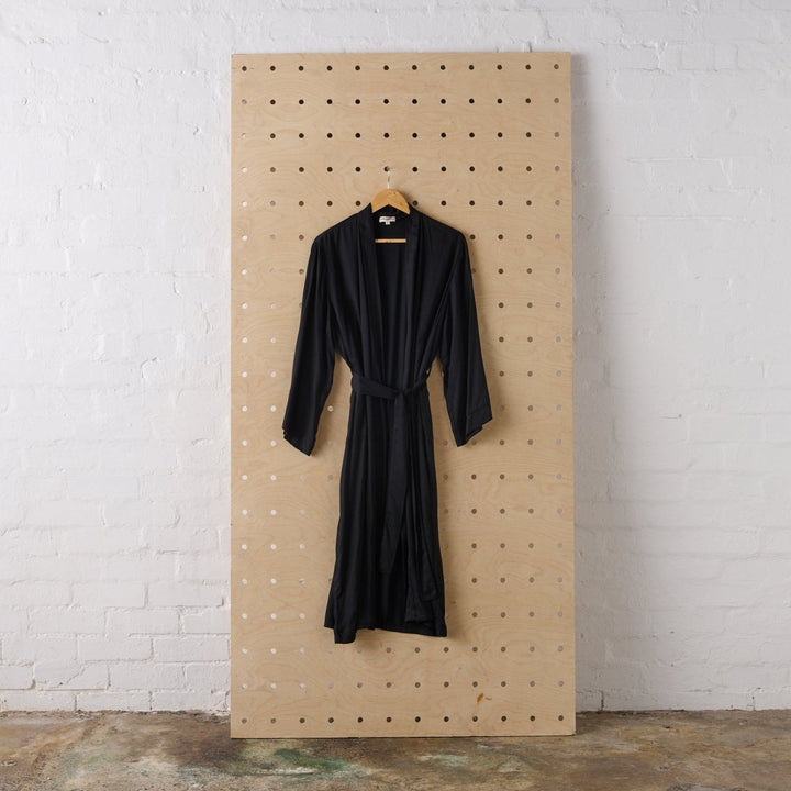 Bamboo Robe in Black - Long Length - Bathrobe