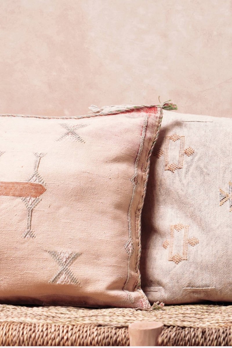 Moroccan Cactus Silk Cushion in Grey - Cushion Cover
