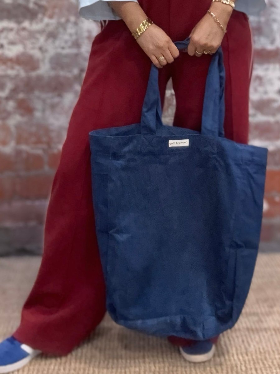 Cord Tote Bag in Blue for Everyday - Tote Bag