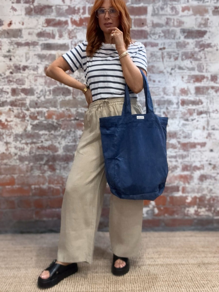 Cord Tote Bag in Blue for Everyday - Tote Bag