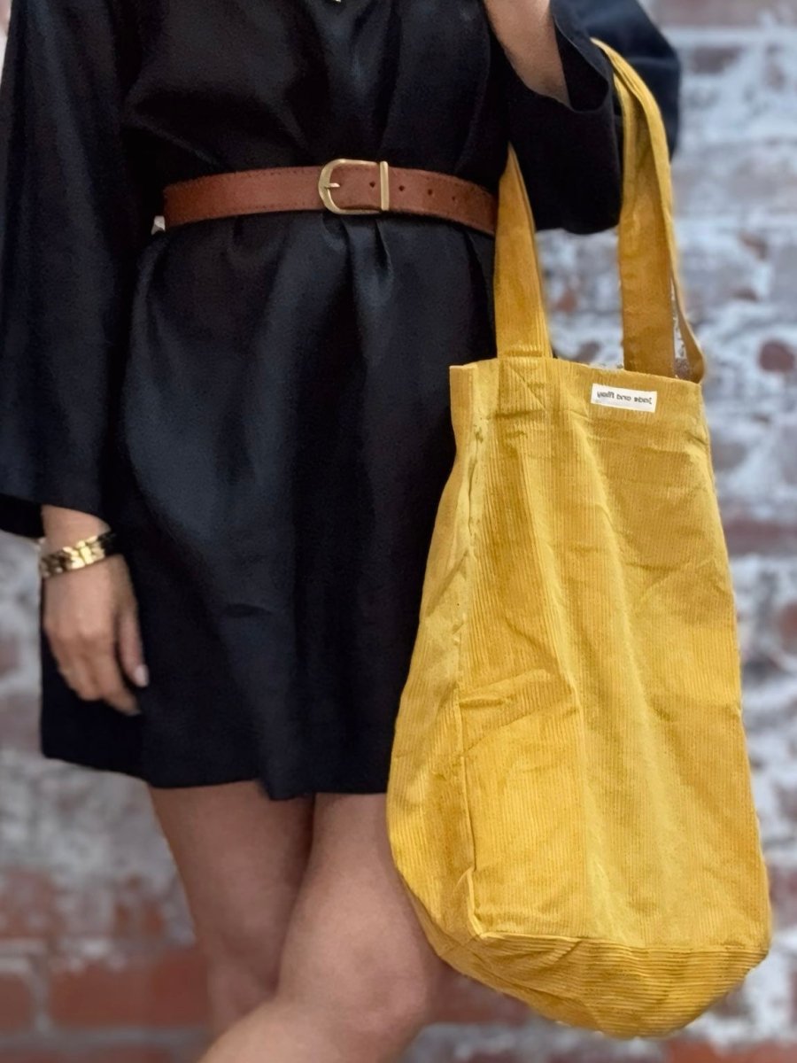Cord Tote Bag - Mustard - Cord Tote Bag