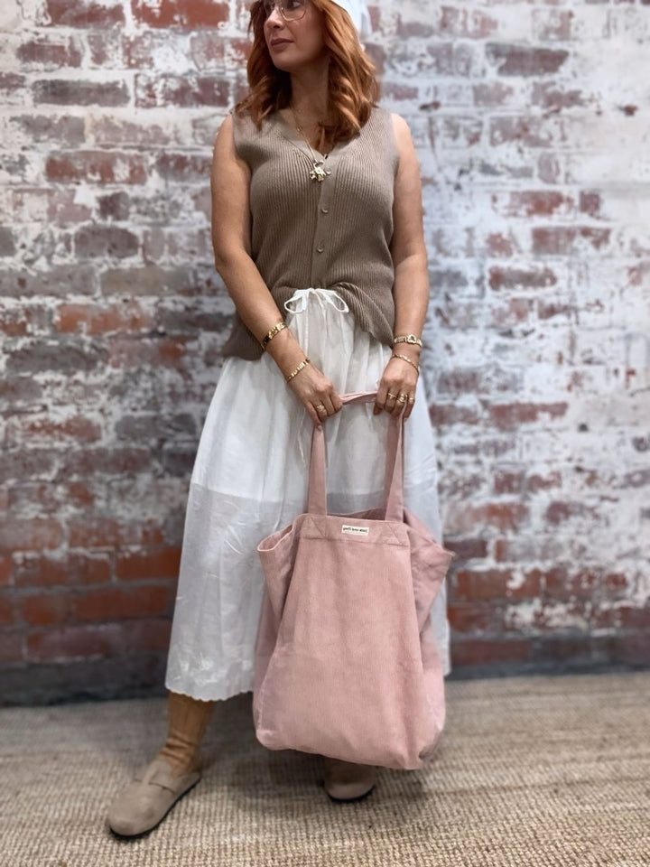 Cord Tote Bag - Pink - Cord Tote Bag