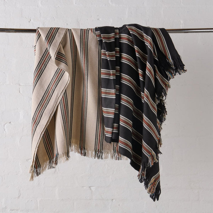 Cotton Throw Blanket - Black Stripe - Throw Blanket - natural fibre homewares