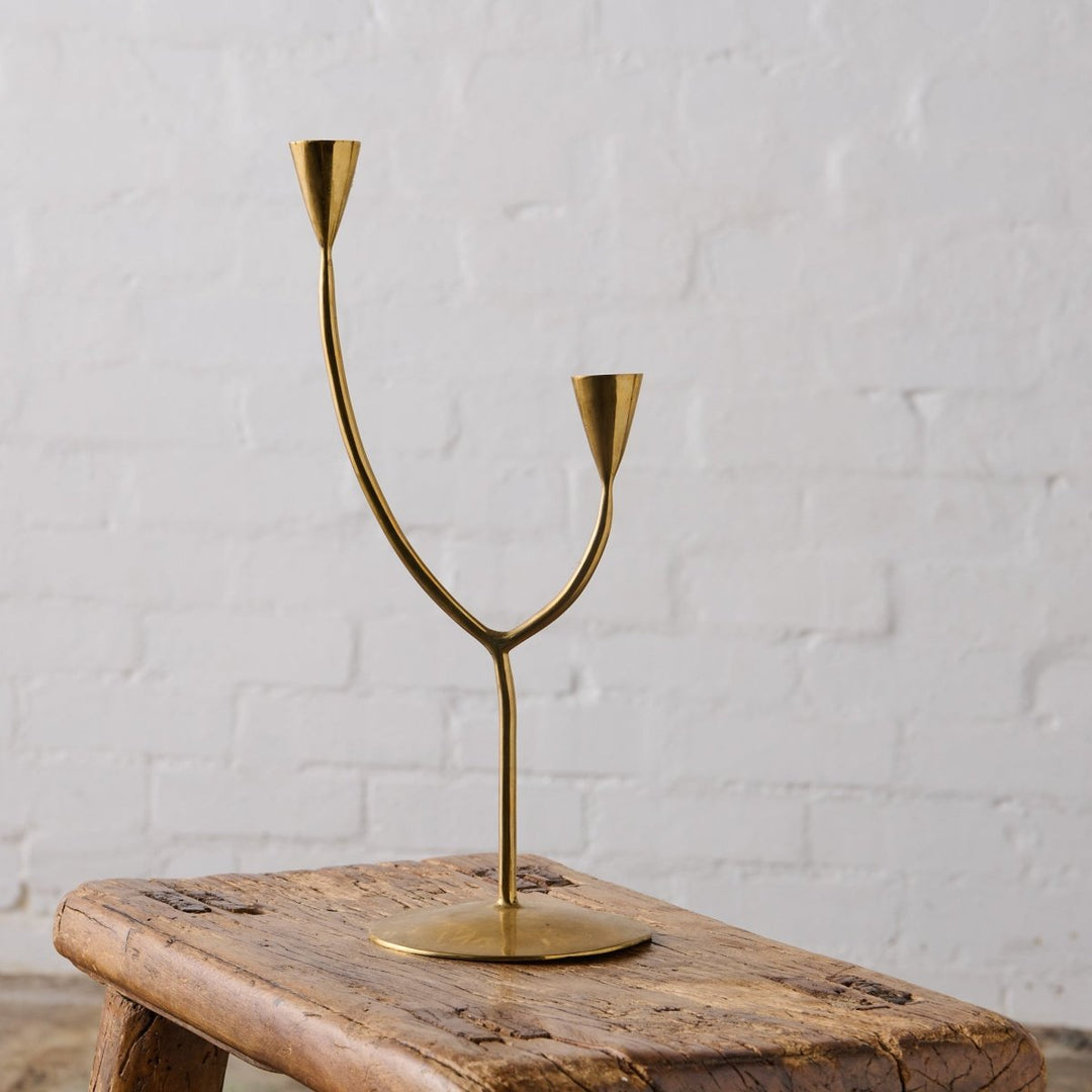 Double Arched Brass Candle Holder - Candle Stand