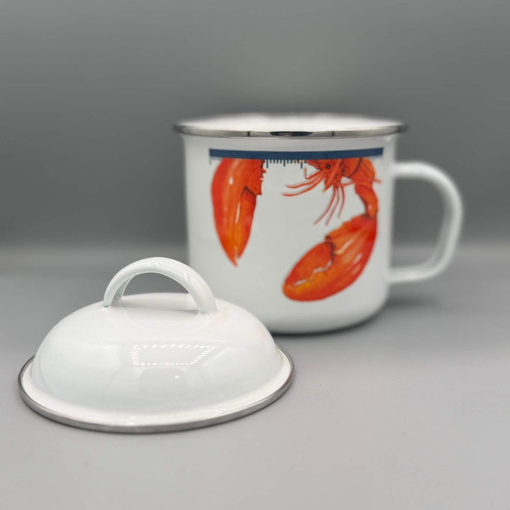 Enamel Soup Mugs with Lid - Lobster - Enamel
