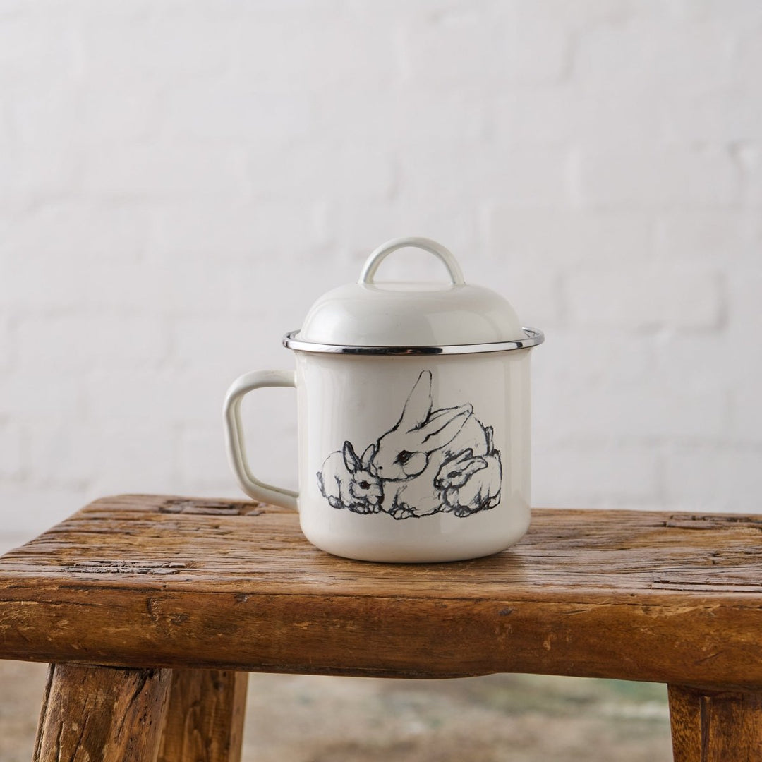 Enamel Soup Mugs with Lid - Rabbit - Enamel