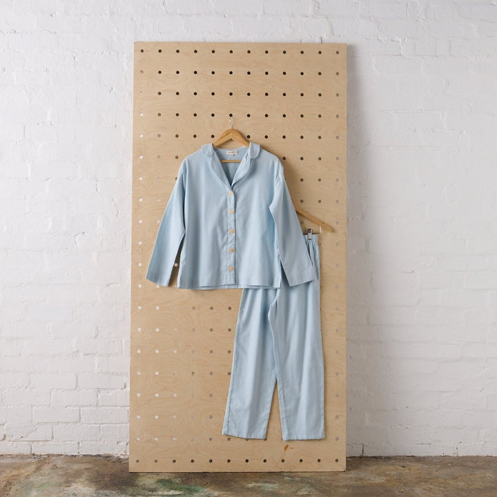Flannelette Pyjama Set in Baby Blue - Pyjamas