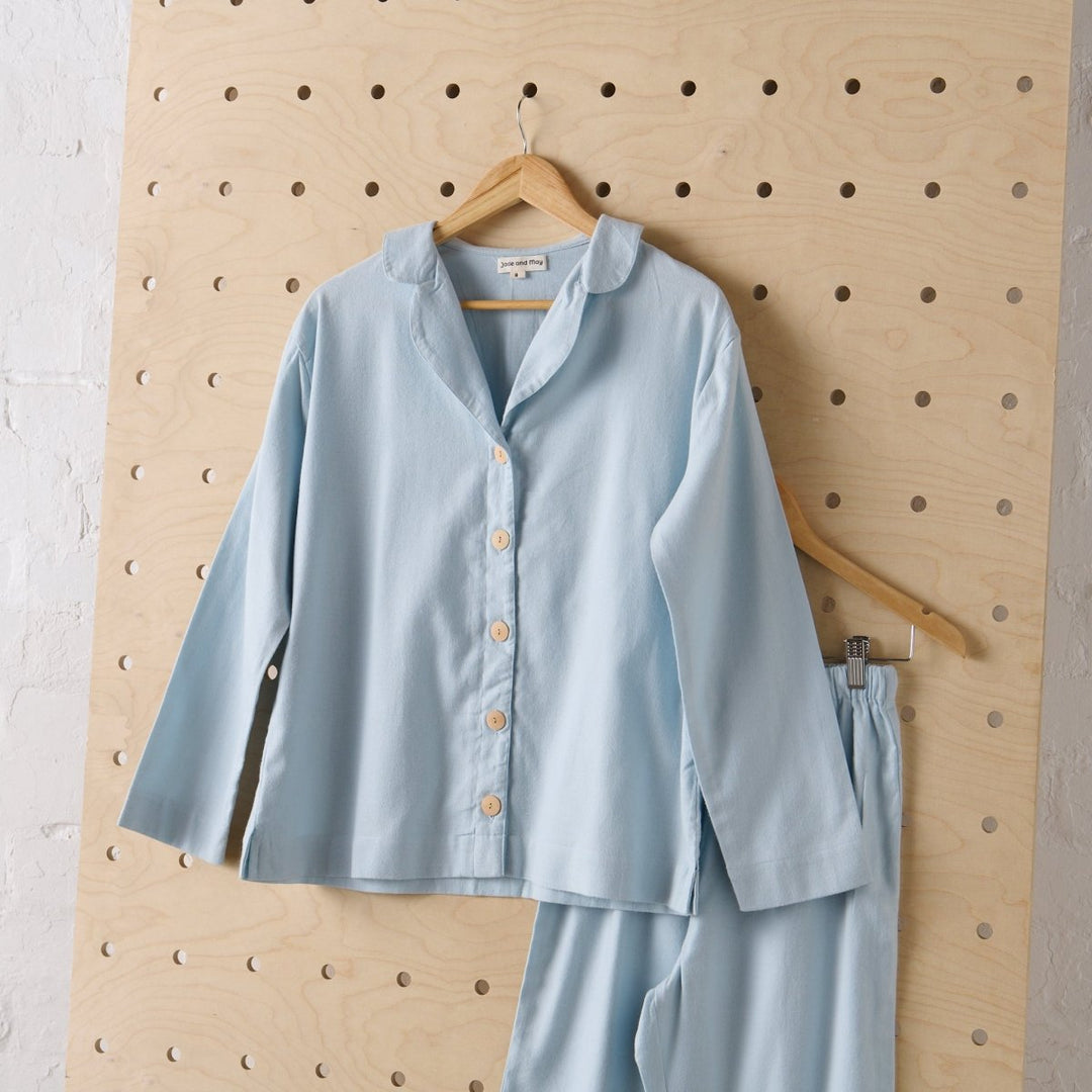 Flannelette Pyjama Set in Baby Blue - Pyjamas