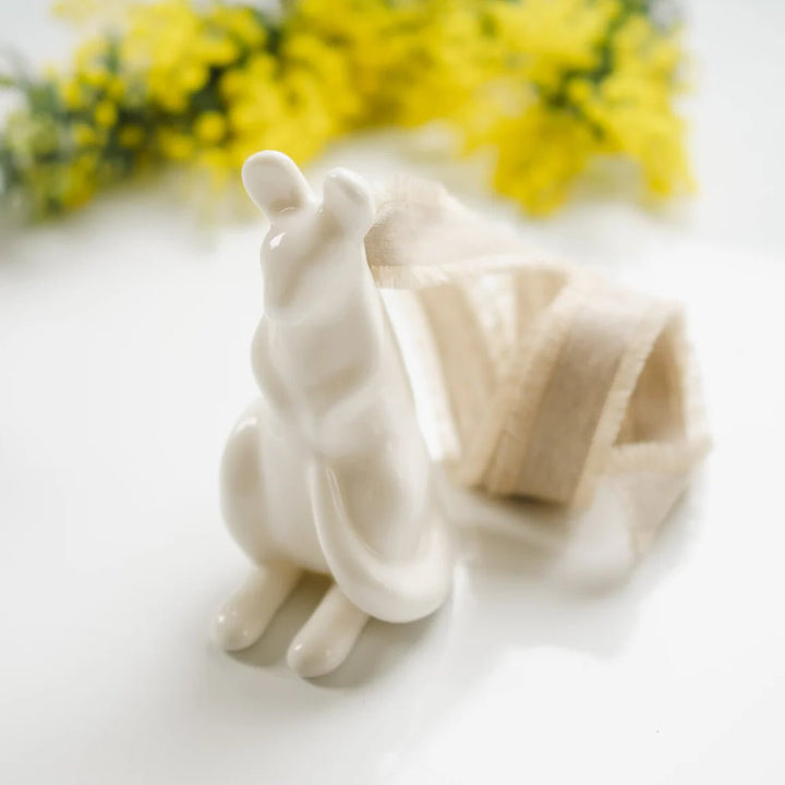 Kangaroo - White Ceramic Ornament by Joey - Christmas Decorations