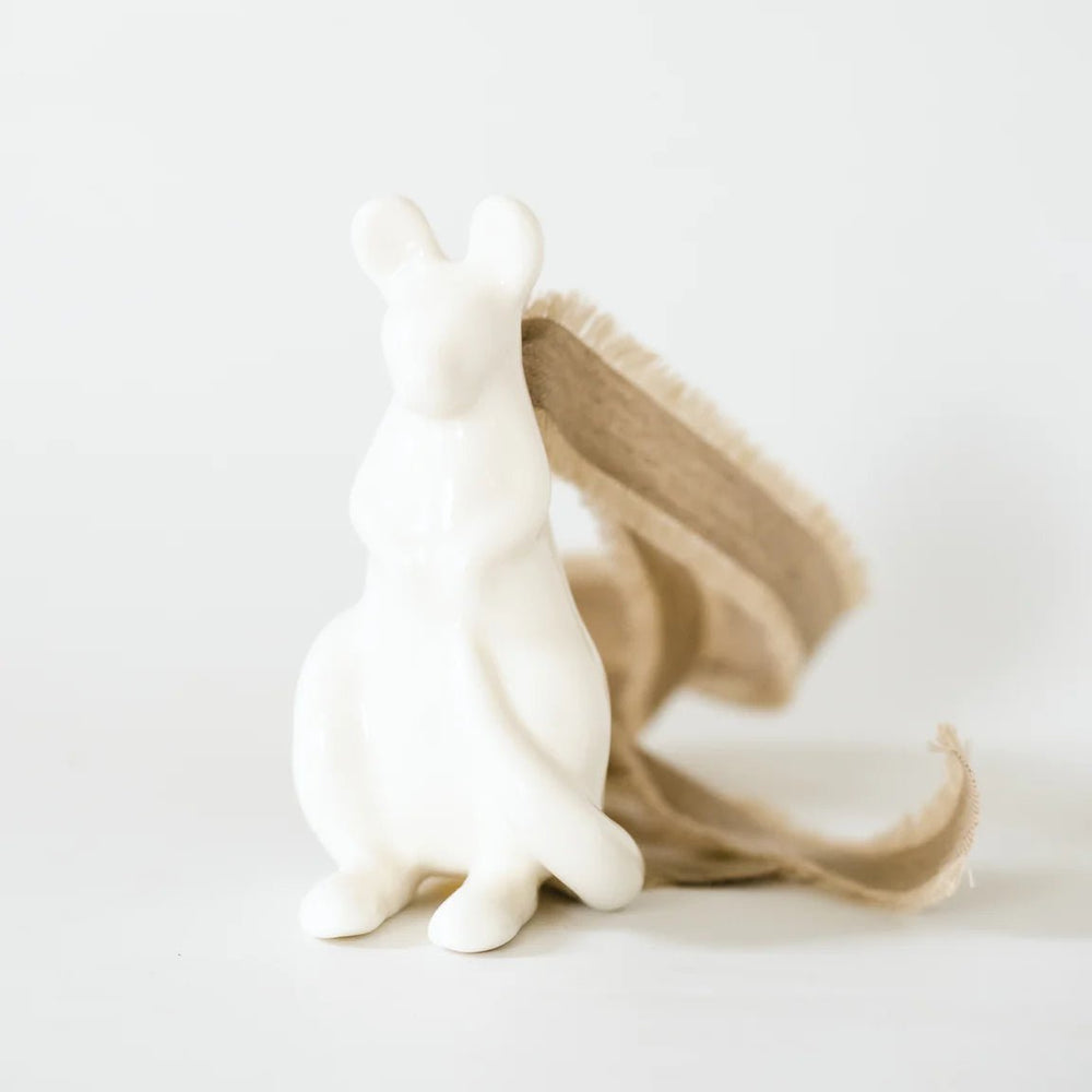 Kangaroo - White Ceramic Ornament by Joey - Christmas Decorations