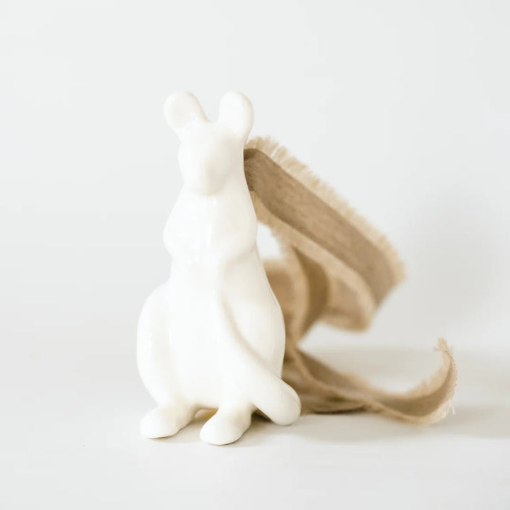 Kangaroo - White Ceramic Ornament by Joey - Christmas Decorations