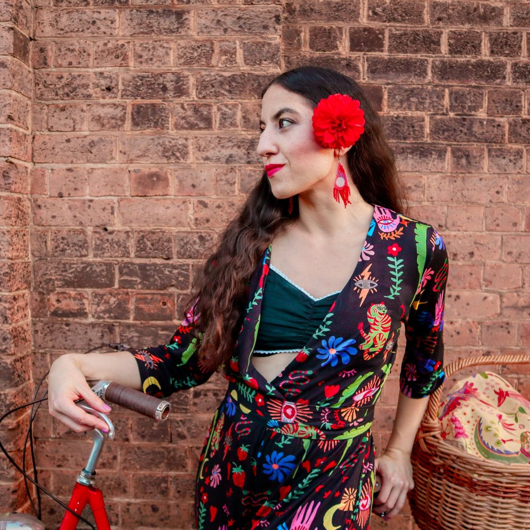 Linen Bralette in Black - Bralette