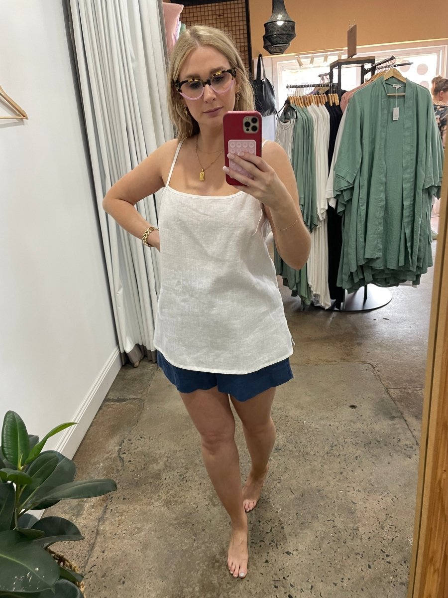 Linen Cami in White - Apparel - Everyday Basic