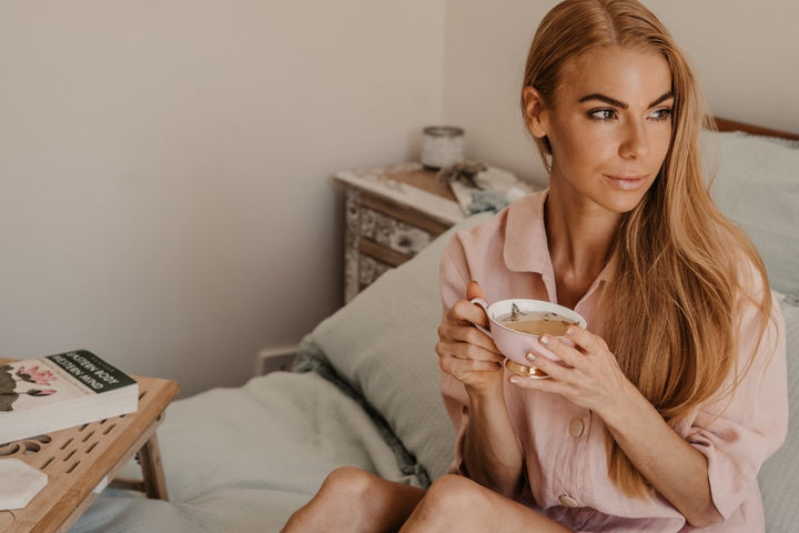 Linen Button Up and Short PJ Set in Pink - Pyjamas