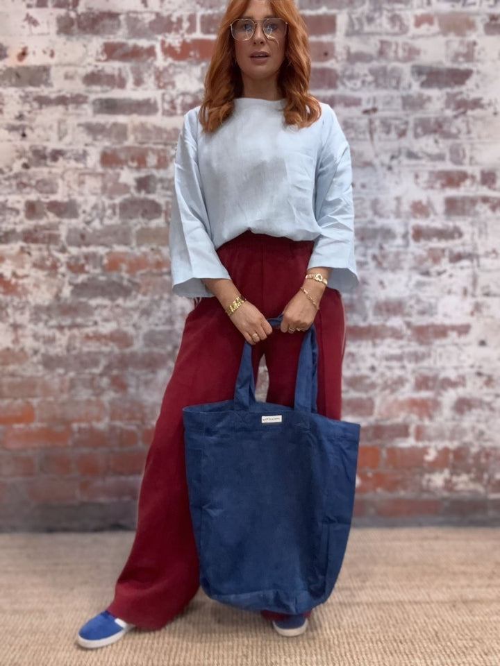 Linen Long Sleeve Top in Baby Blue - Separates