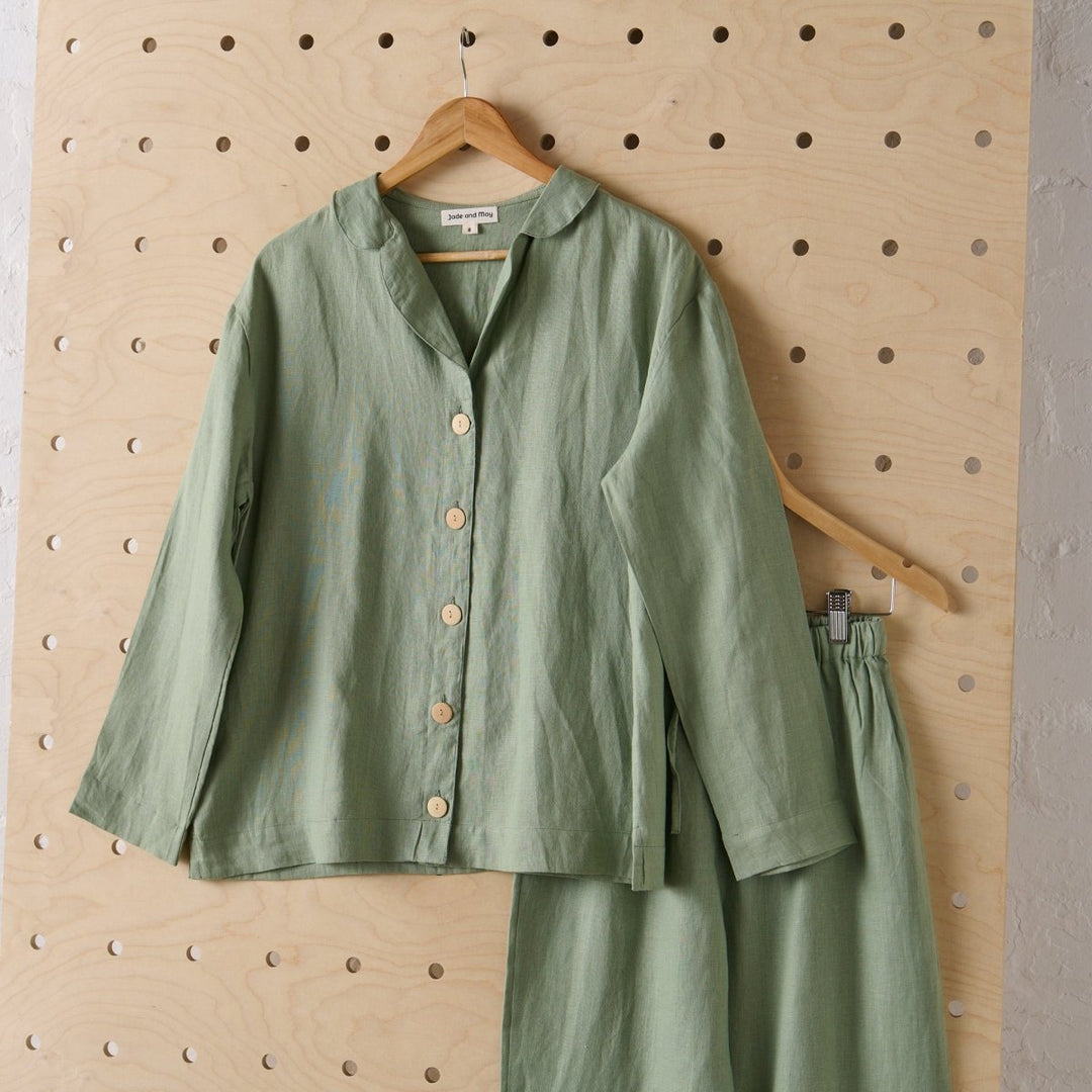 Linen Pyjama - Classic Set in Pistachio - Pyjamas