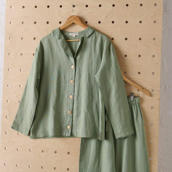 Linen Pyjama - Classic Set in Pistachio - Pyjamas
