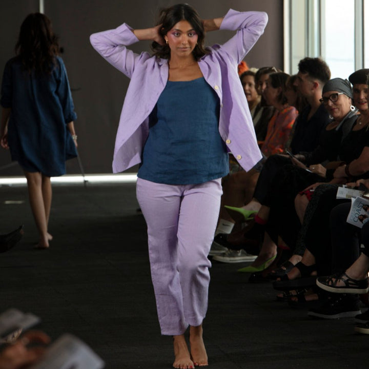 Linen Pyjama Set - Purple - Pyjamas